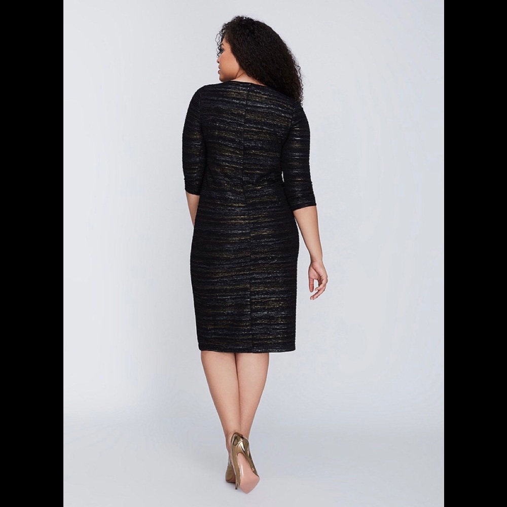 🆕NEW! Black Silver and Gold Metallic Sheath Dress - Picture 6 of 16